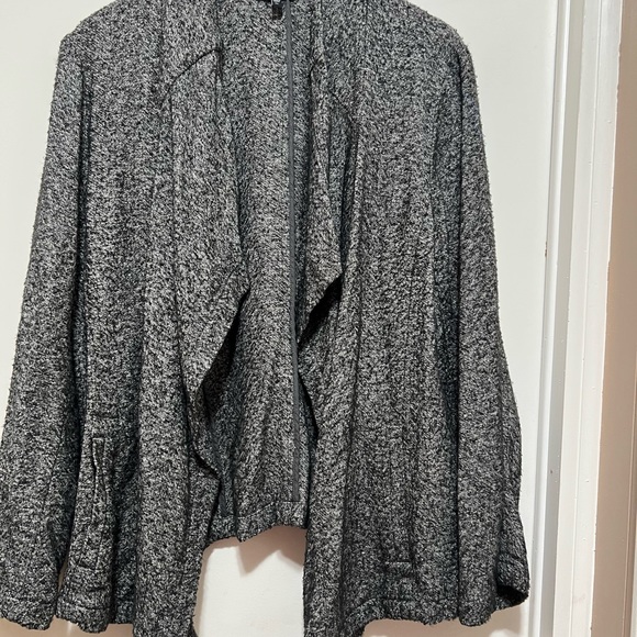 EILEEN FISHER Charcoal Gray Cotton Open Waterfall Front Long Sleeve Cardigan XL - Picture 4 of 8